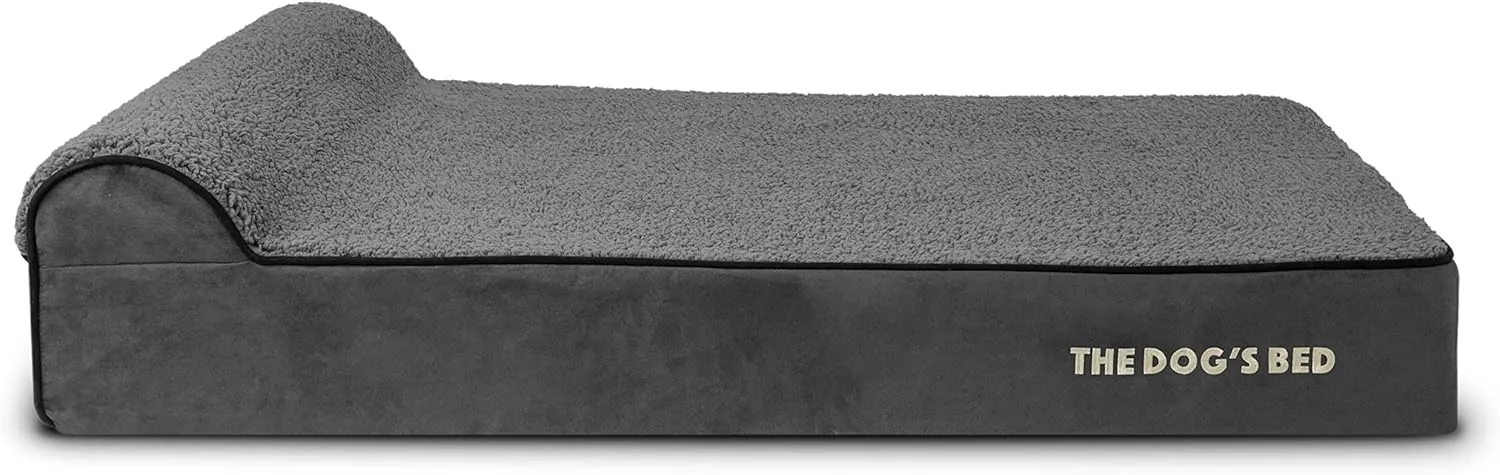 The Dogs Bed Orthopedic Headrest Dog Bed XL Grey Plush 46x28, Memory Foam, Pain Relief for Arthritis, Hip & Elbow Dysplasia, Post Surgery, Lameness, Veterinary Approved, Waterproof Washable Cover