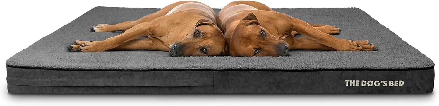 The Dogs Bed Orthopedic Memory Foam Jumbo Dog Bed, XXXL Grey Plush 64x44, Pain Relief for Arthritis, Hip & Elbow Dysplasia, Post Surgery, Lameness, Supportive, Waterproof Washable Cover