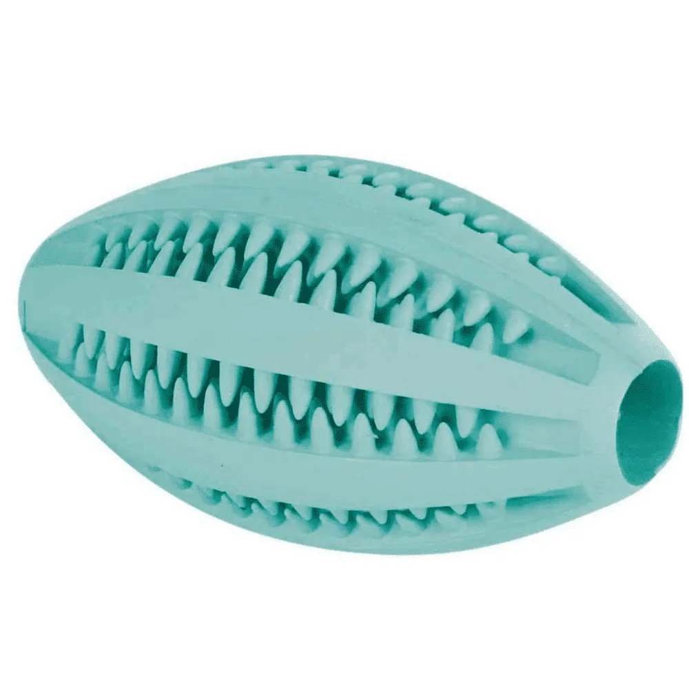 Trixie Denta Mint Flavour Rubber Fun Rugby Ball and Goofy Tails Wobbly Rubber Ball for Dogs Combos
