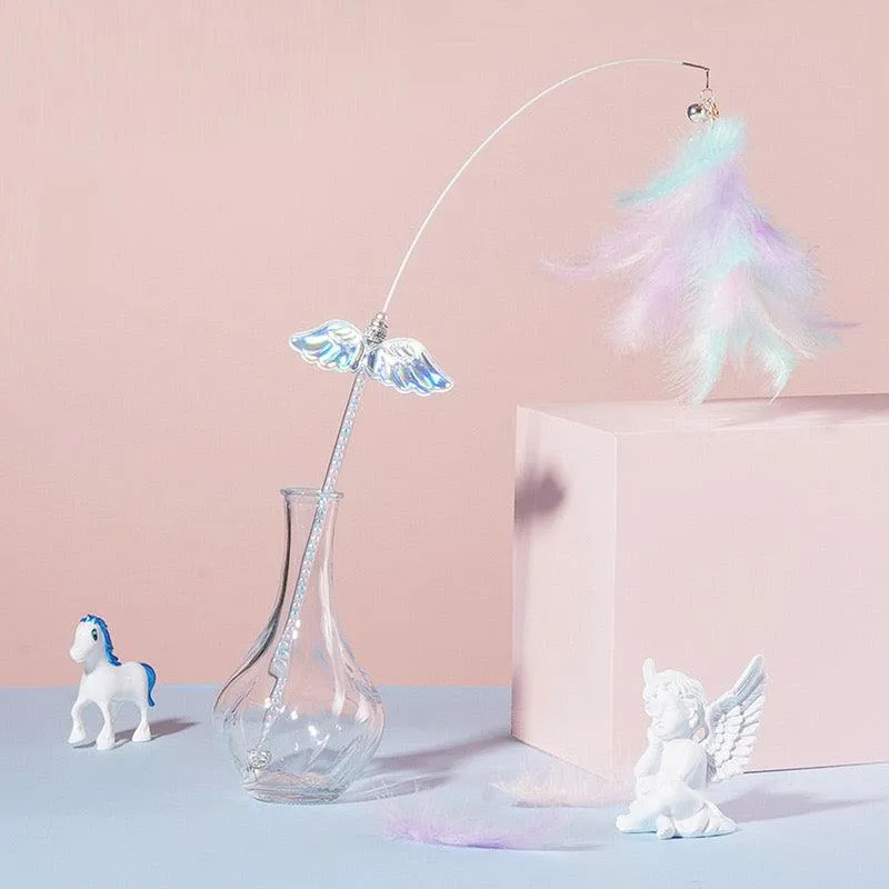 Unicorn Fairy Wing Feather Teaser Wand Toy for Cats