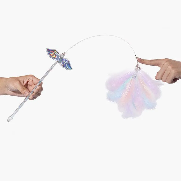 Unicorn Fairy Wing Feather Teaser Wand Toy for Cats