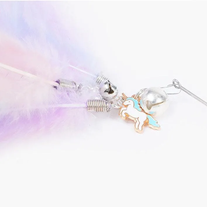Unicorn Fairy Wing Feather Teaser Wand Toy for Cats