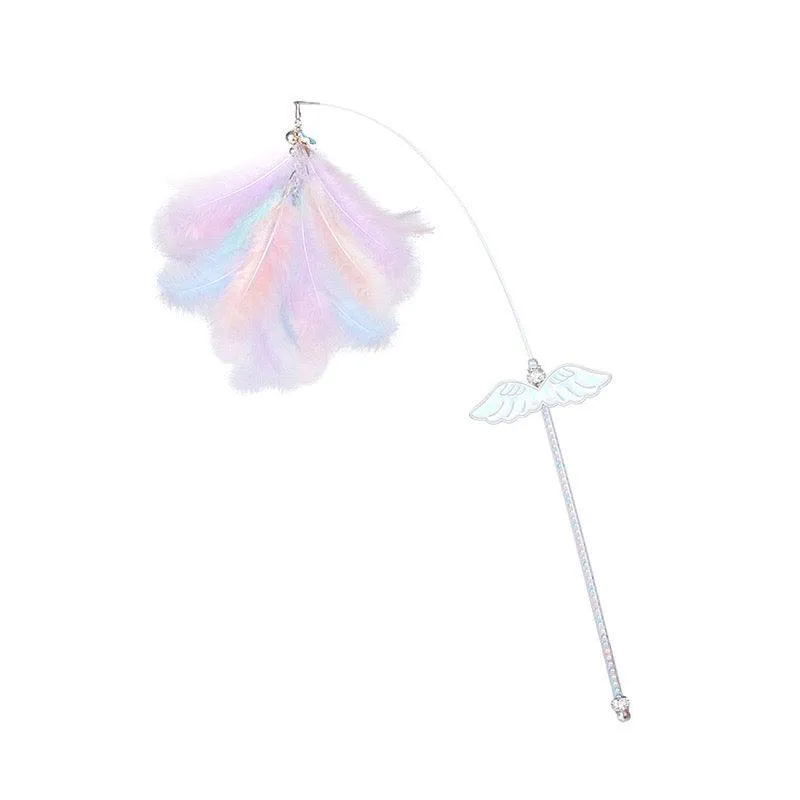 Unicorn Fairy Wing Feather Teaser Wand Toy for Cats