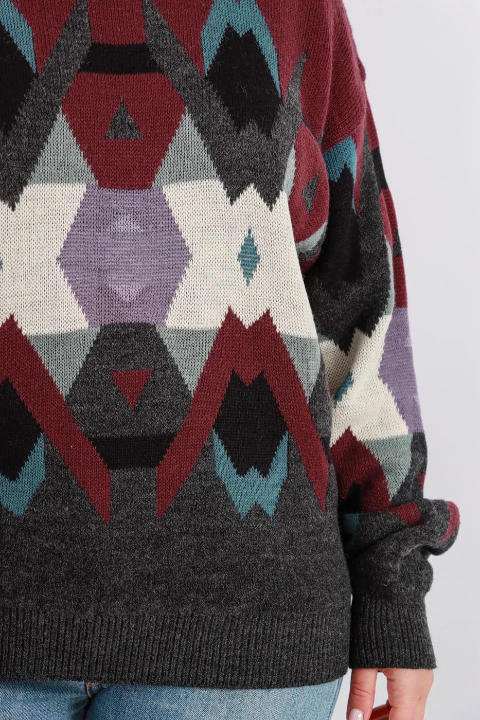 Vintage Double Duty Geometric Knitted Sweater Size Large