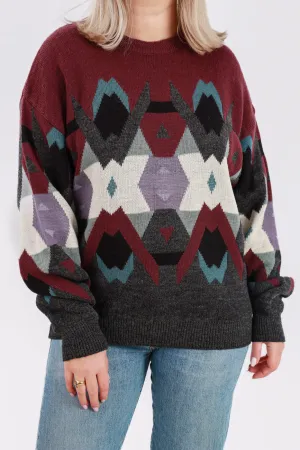 Vintage Double Duty Geometric Knitted Sweater Size Large