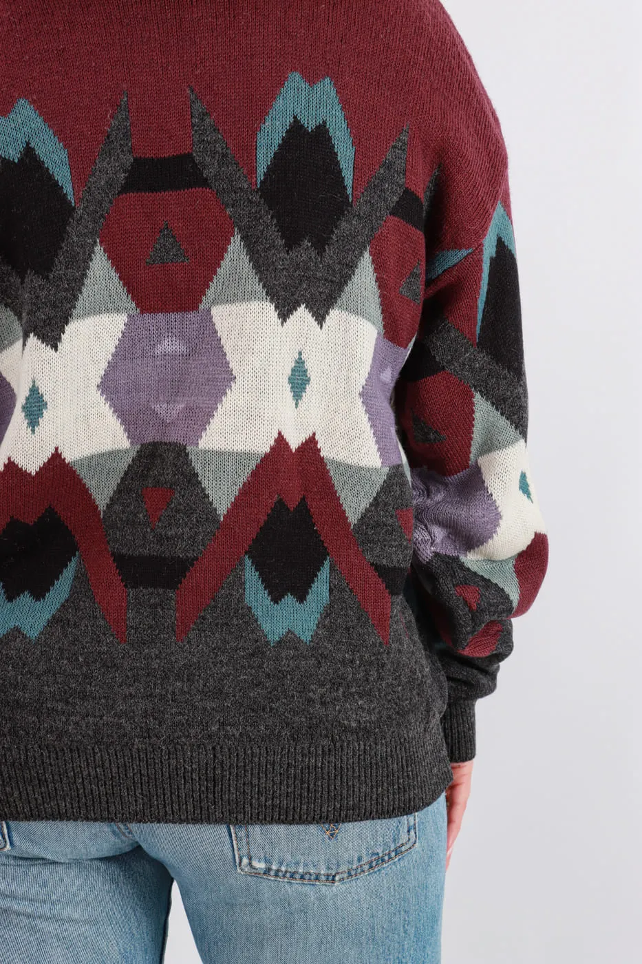 Vintage Double Duty Geometric Knitted Sweater Size Large