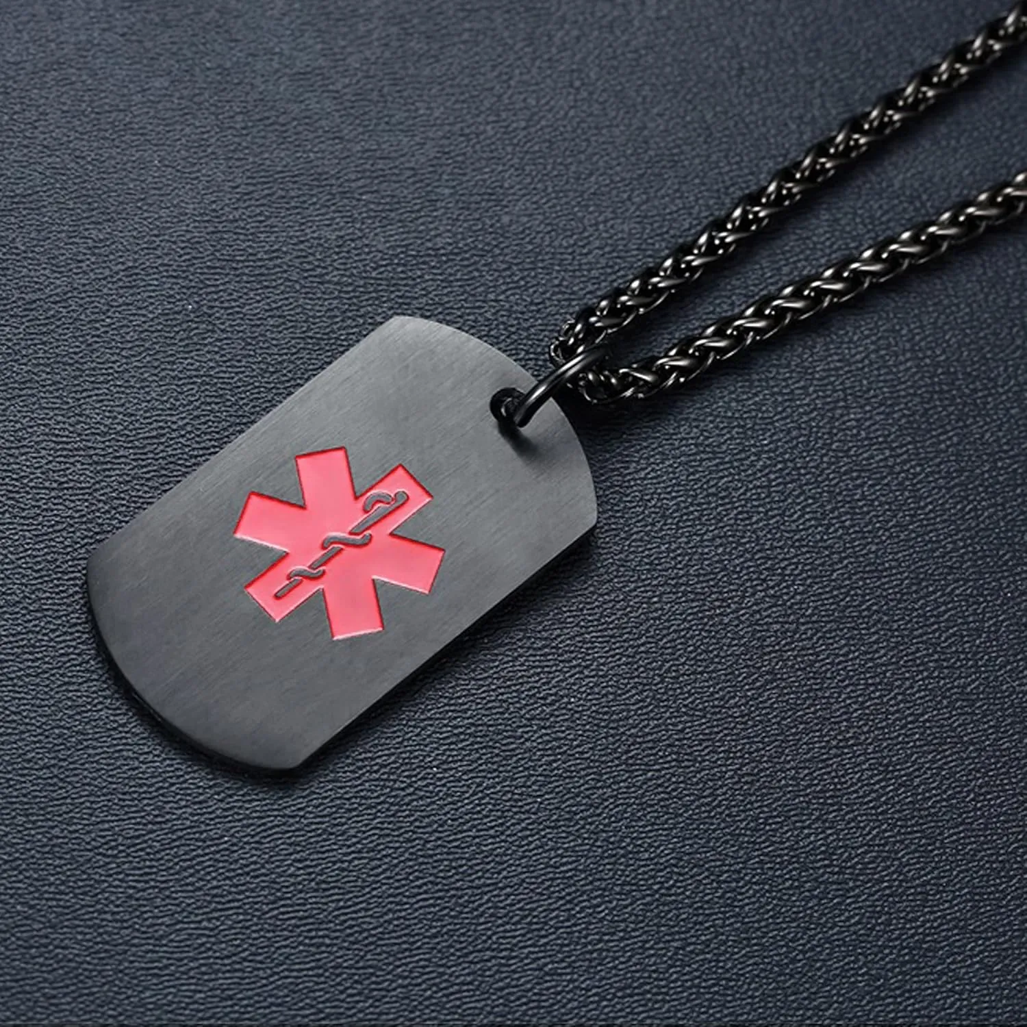 VNOX Personalized Custom Engraving Stainless Steel Emergency Medical Alert ID Dog Tag Pendant Necklace for Men Women