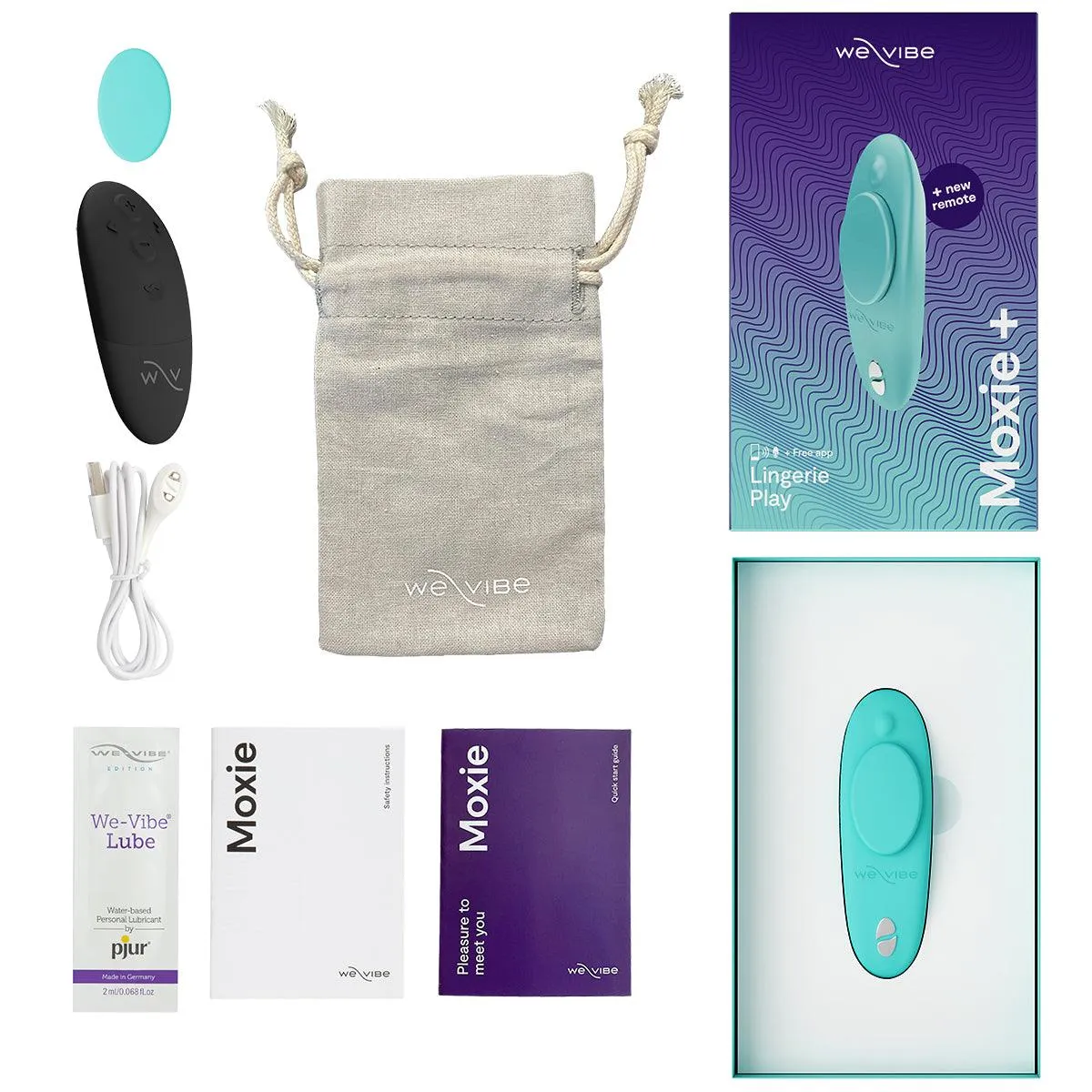 We-Vibe Moxie  Wearable Hands-Free Remote-Controlled Magnetic Panty Vibrator- Aqua
