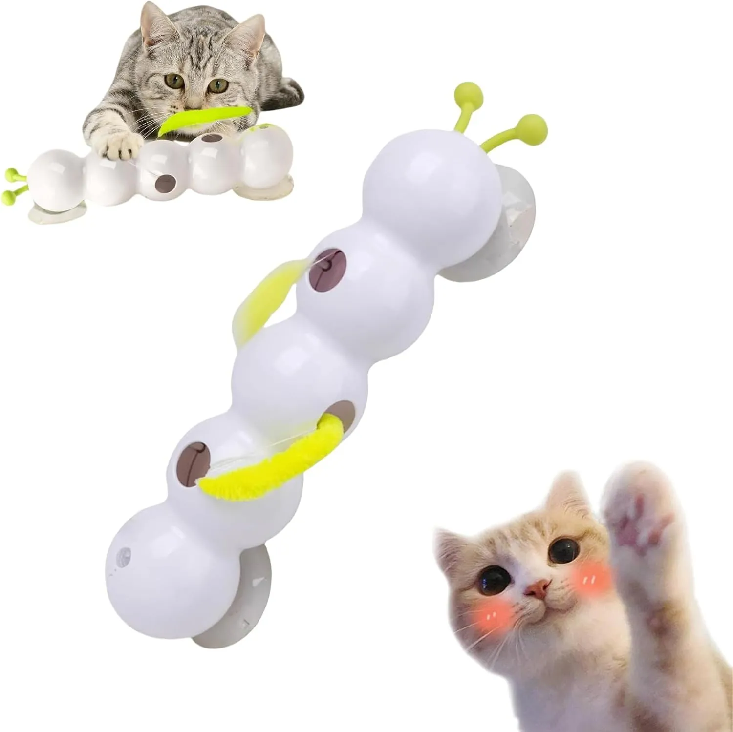 Whirlie Cat Toy, Whirlie Smart Motion Cat Toys with Worm Design, Caterpillar Smart Cat Toy, Promotes Exercise, Wall & Window Mounted Cattoy for Indoor Cats, with Suction Cup (Pack of 1)