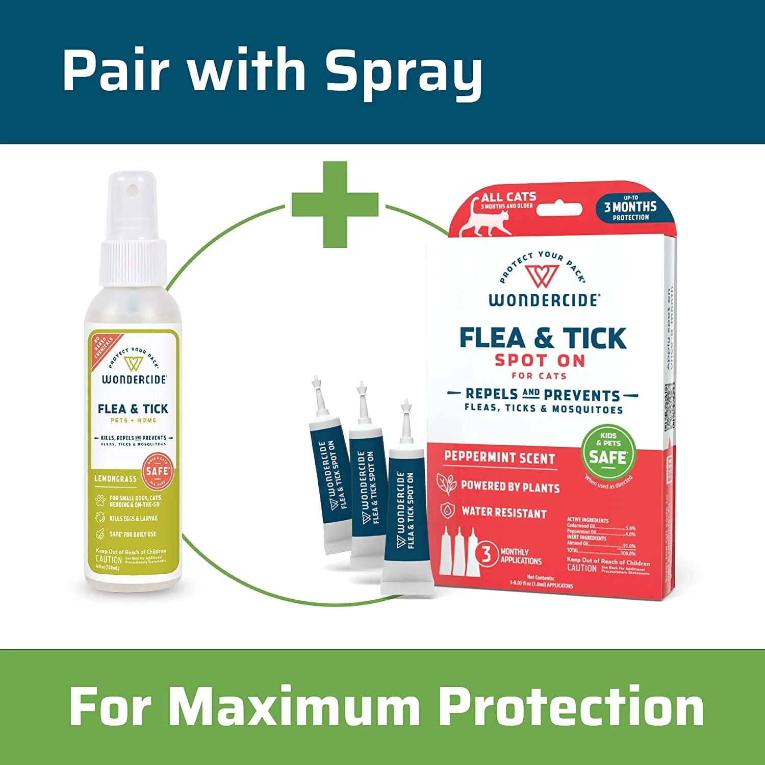 Wondercide Flea & Tick Spot On Spray for Cats - Peppermint
