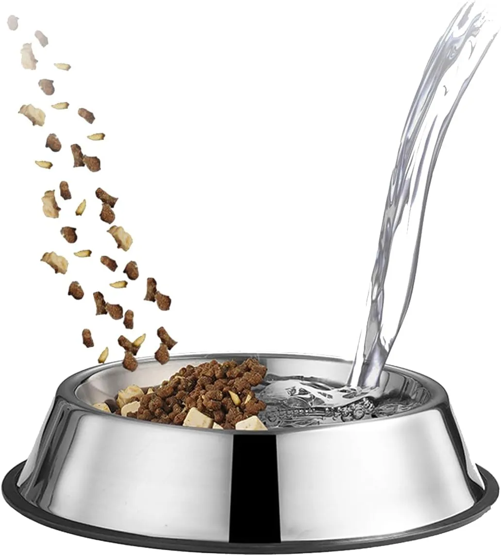 YINGFAN Stainless Steel Dog Bowls, Non-Slip Dog Food and Water Bowl, 7.1 x 2 Inch (1.5 Cup), Wear Resisting, Easy to Clean