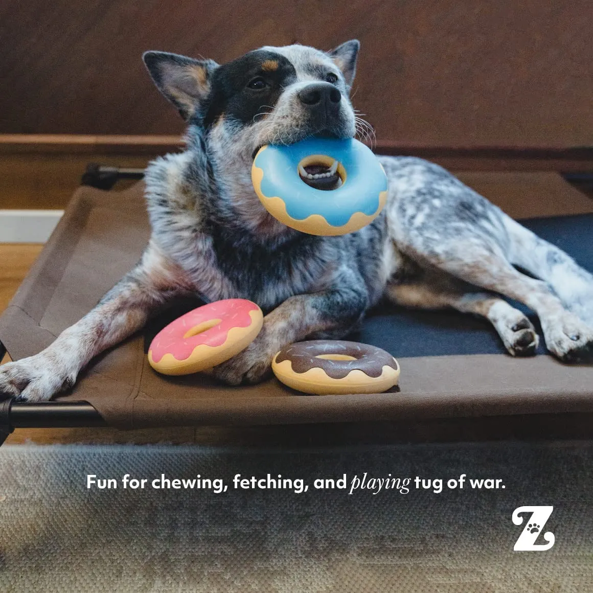 Zippy Paws ZippyTuff Donutz Blueberry Sprinkles Squeak and Chew TPR Rubber Dog Toy - Blue - Small