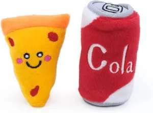 ZippyClaws NomNomz - Pizza & Cola Catnip Toy, Cute Cat Toys for Kittens & Indoor Cats, Funny Plush Cat Toy Gifts, Small Novelty Kitty Toys for Bored Cats